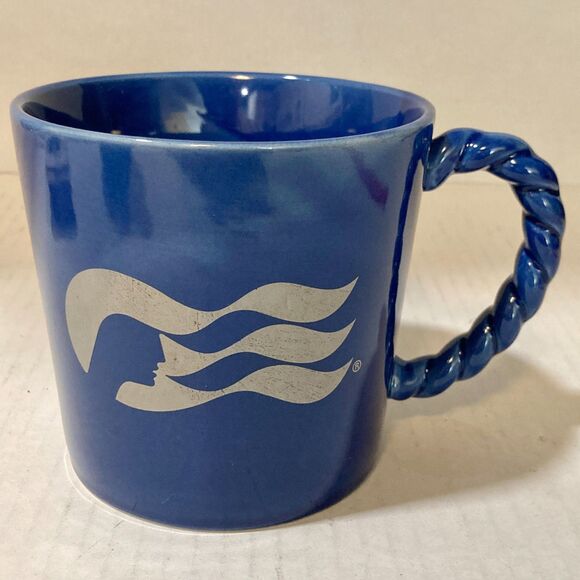 Vintage Princess Cruises Cruise Line Blue Ceramic Coffee Mug Cup Rope Handle - Picture 11 of 12